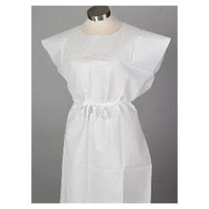 Exam Gown 30 in x 42 in White Standard Tissue / Poly / Tissue Disposable 50/CA