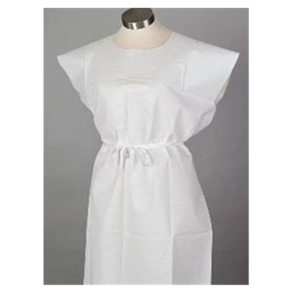 Exam Gown 30 in x 42 in White Standard Tissue / Poly / Tissue Disposable 50/CA