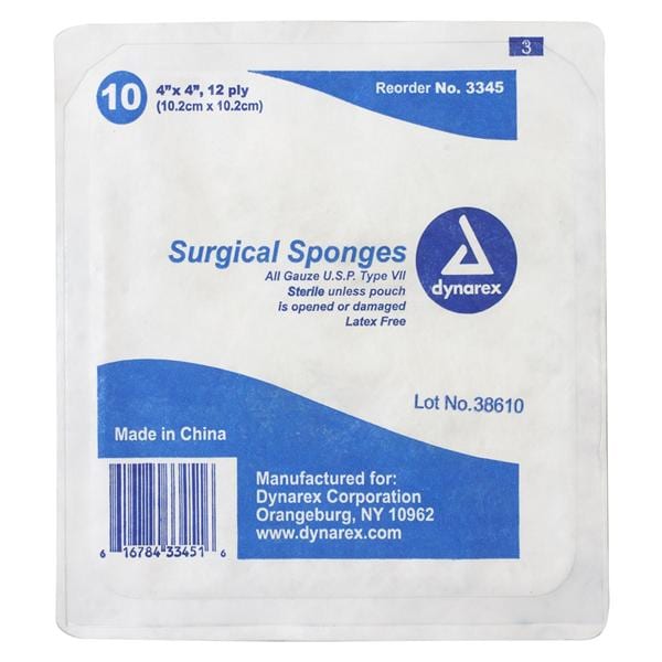 100% Cotton Surgical Gauze Sponge 8x4" 12 Ply Sterile LF