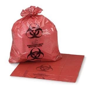 Biohazard Bag 16mic 40x46" Red/Black Star Seal HDPE 200/Ca