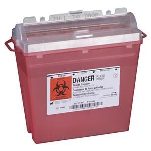 Sentinel Sharps Container 5qt Translucent Red 11x5-1/4x10" Cylndr Tp Plstc Ea