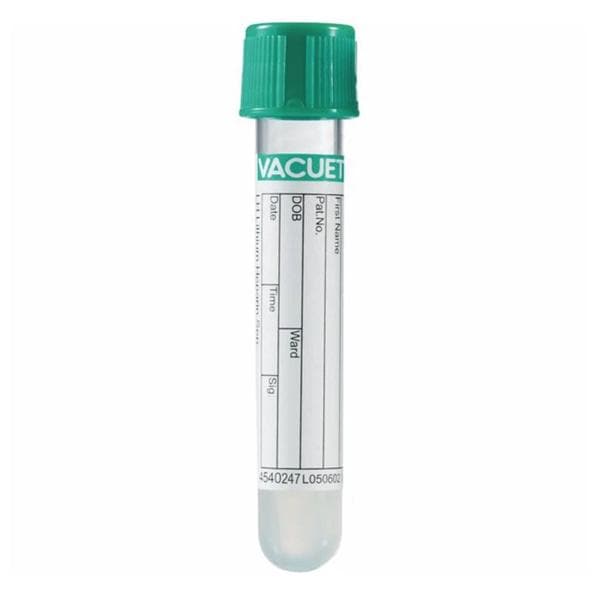 Vacuette Venous Blood Collection Tube Green/Yellow 3.5mL Plastic 50/Pk