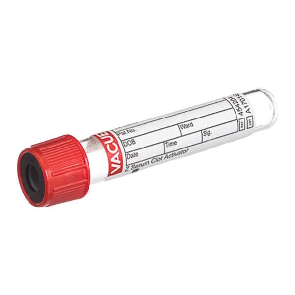 Vacuette Venous Blood Collection Tube Red/Black 4mL Pull Cap Plastic 50/Pk