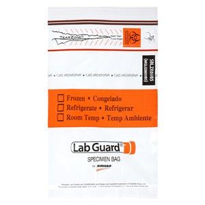 Lab Guard Specimen Transport Bag Clear/Orange Double Zip Closure W/ 3-Wall 50/Pk, 20 PK/CA