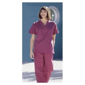 Fashion Seal Scrub Shirt V-Neck Short Sleeves 3X Large Burgundy Unisex Ea