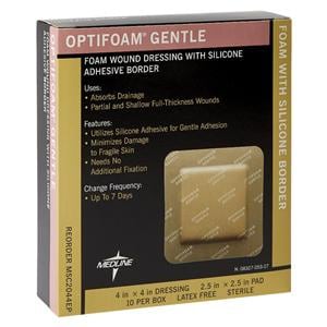 Optifoam Foam Wound Dressing 4x4" 8 Ply Sterile Adhesive Absorbent, 10 BX/CA