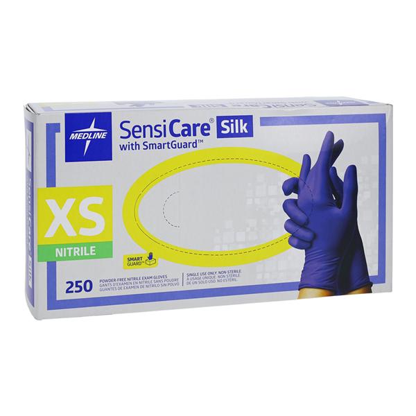 SensiCare Silk Nitrile Exam Gloves X-Small Dark Blue Non-Sterile