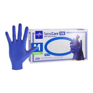 SensiCare Silk Nitrile Exam Gloves Medium Dark Blue Non-Sterile