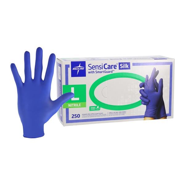 SensiCare Silk Nitrile Exam Gloves Large Dark Blue Non-Sterile