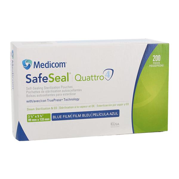 SafeSeal Quattro Sterilization Pouch 3.5 in x 5.25 in 200/Bx, 5 BX/CA