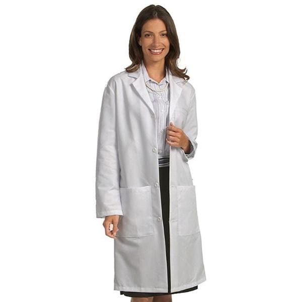 Lab Coat 3 Pockets Long Sleeves 41 in Large White Unisex Ea