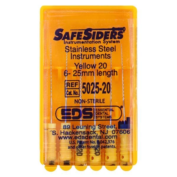 Safesider Hand Reamer 25 mm Size 20 Stainless Steel Yellow 0.02 6/Pk
