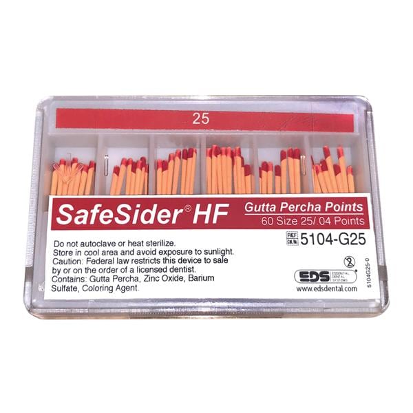 Safesider HF Gutta Percha Points Size 25 Red 60/Pk