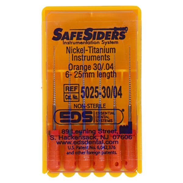 Safesider Hand Reamer 25 mm Size 30 Nickel Titanium Orange 0.04 6/Pk