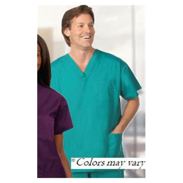 Scrub Shirt V-Neck 3 Pockets Set-In Short Sleeves X-Large Navy Unisex Ea