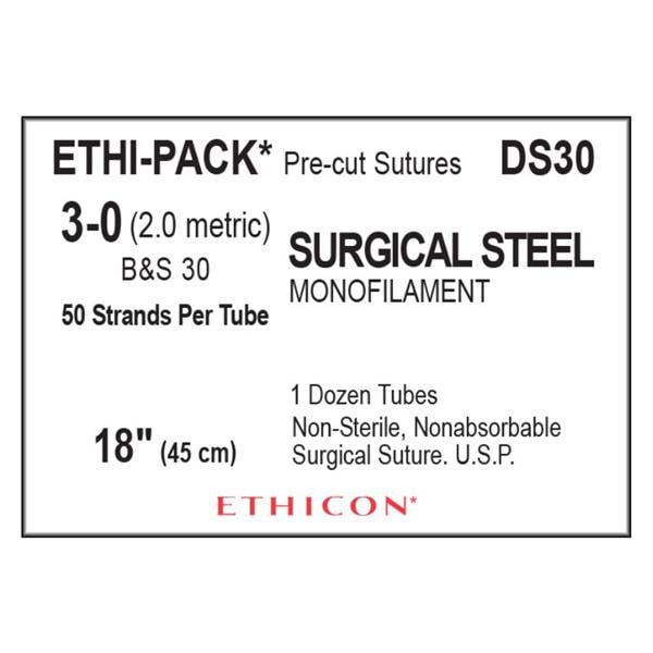 Ethi-Pack Suture 3-0 50x18" B&S 30 Monofilament Silver BX