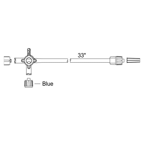 Hi-Flo 4-Way Stopcock Non-Vented Blue Cap Priming Volume 7mL M LL Adptr Ea