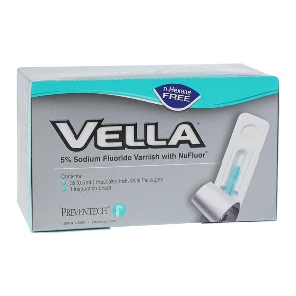 Vella Fluoride Varnish Unit Dose 5% NaF 0.5 mL Bubblegum Clear 35/Bx, 12 BX/CA