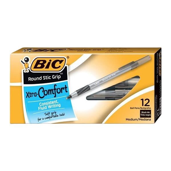 BIC Grip BallPt Pen Medium Point 1.2 mm Black 12/Pack 12/Pk