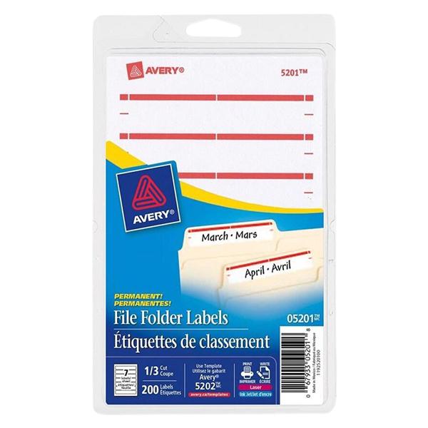 Inkjet/Laser File Folder Labels 5/8 in x 3.5 in Dark Red 252/Pack 252/Pk