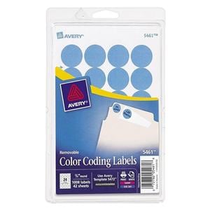 Removable Color-Coding Labels 3/4 in Dia Light Blue 1008/Pack 1000/Pk