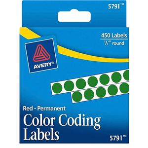 Permanent Color-Coding Labels 1/4" Diameter Green 450/Pk