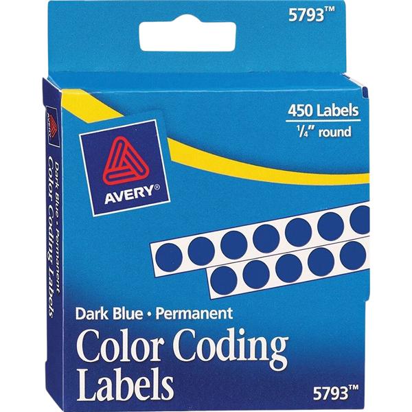 Permanent Color-Coding Labels 1/4 in Dia Dark Blue 450/Pack 450/Pk