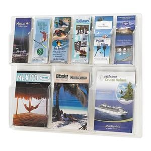 Wall Literature Display 3 Magazine Pockets / 6 Pamphlet Pockets Clear 30 in 1/PK