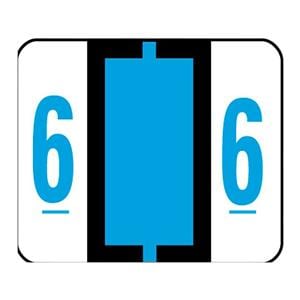 Smead BCCRN Bar-Style Permanent Numerical Labels "6" Blue 500/Pk