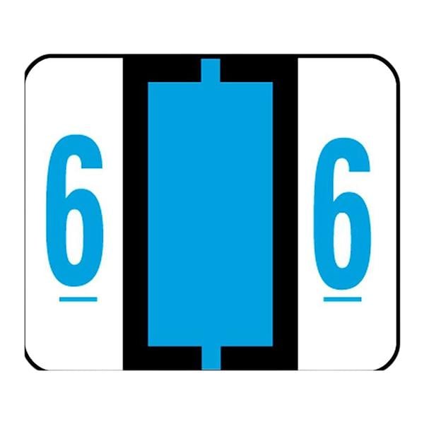 Smead BCCRN Bar-Style Permanent Numerical Labels "6" Blue 500/Pk