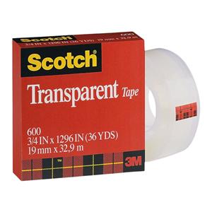 Scotch Transparent Tape 1 in Core 3/4 in x 1296 in 1/PK