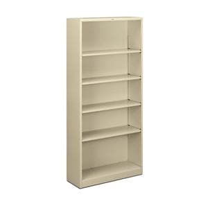 Steel Bookcase 5 Shelves 72 in x 34 1/2 in x 12 5/8 in Putty 1/PK