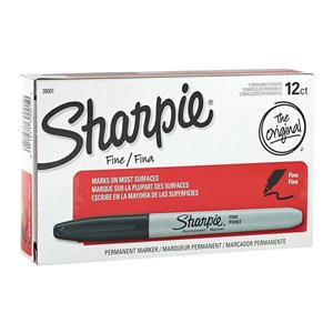 Sharpie Permanent Fine-Point Markers Black 12/Pack 12/Pk