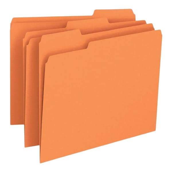 Smead Color File Folders Letter Size 1/3 Cut Orange 100/Box 100