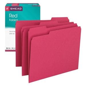 Smead Color File Folders Letter Size 1/3 Cut Red 100/Box 100