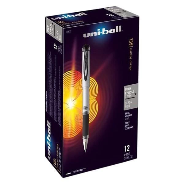 uni-ball 207 Impact Gel Pen Bold Pt 1.0 mm Black 12/Pack 12/Pk