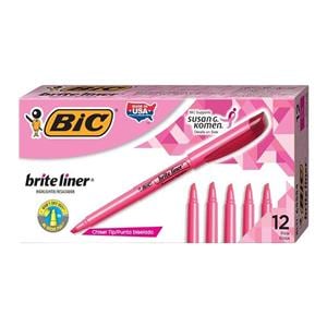 BIC Brite Liner Highlighters Pink 12/Box 12/Pk