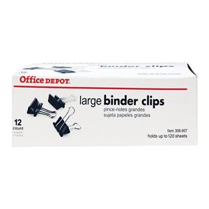 Office Depot Brand Binder Clips Large 2 in Wide Black 12/Box 12/Bx