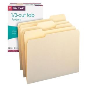 Smead Manila File Folders Letter Size 1/3 Cut 100/Pack 100/Bx