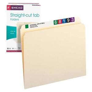 Smead Manila File Folders Letter Size Straight Cut 100/Pack 100/Bx