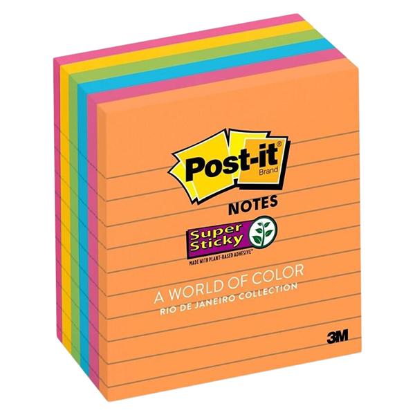 4 in x 4 in Sticky Lined Note Rio de Janeiro 90 Sheets/Pad 6/Pack 6/Pk