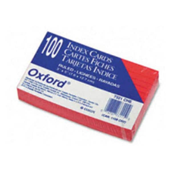 Oxford Color Index Cards Ruled 3 in x 5 in Cherry 100/Pack 100/Pk