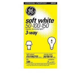 GE Soft White Light Bulb 3-Way 50/100/150 Watts 1/PK