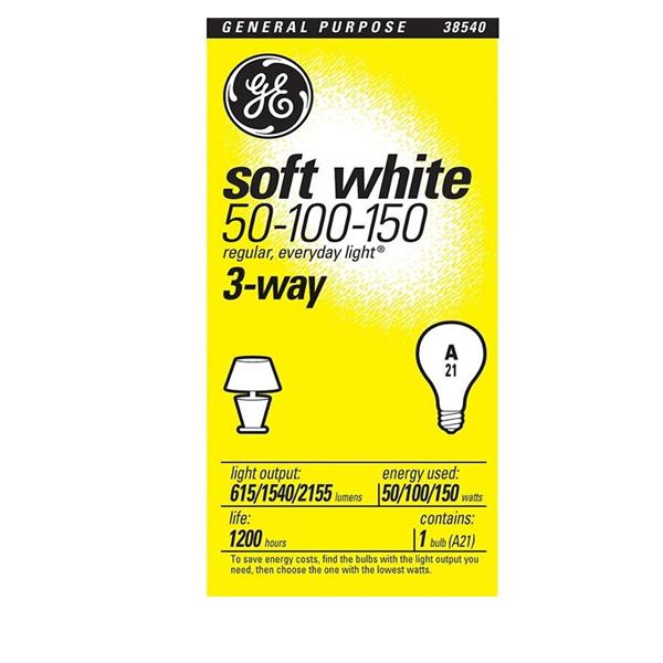 GE Soft White Light Bulb 3-Way 50/100/150 Watts 1/PK