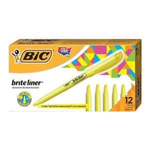 BIC Brite Liner Highlighters Yellow 12/Box 12/Pk