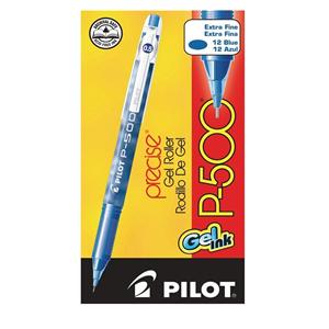 P-500 Gel Ink Rollerball Pen Extra Fine Point 0.5 mm Blue 12/Pack 12/Pk