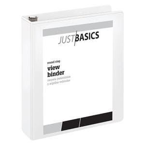 Just Basics Basic Round-Ring View Binder 2 in Rings White 1/PK