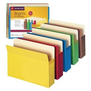 File Pocket 3.5 in Expansion 9.5 in x 11.75 in Asst 5/Pack 5/Pk