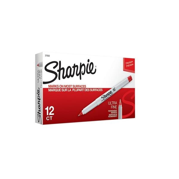 Sharpie Permanent Ultra-Fine Point Markers Red 12/Pack 12/Pk