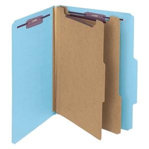 Smead Pressboard Classification Folder 2 Divider Letter Size Blue 1/PK